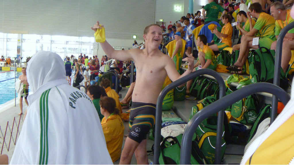 ON HIS GAME: Mitchell Carlin is all smiles after producing a personal best at the 2013 Special Olympic Asia Pacific Games in Newcastle. ON HIS GAME: Mitchell Carlin is all smiles after producing a personal best at the 2013 Special Olympic Asia Pacific Games in Newcastle.